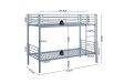 Lit superposé “Sammy” 90x200 cm divisible – Métal gris clair, robuste et modulable