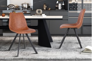 Chaise design rembourré, simili nubuck, coloris brun clair Chaises ...