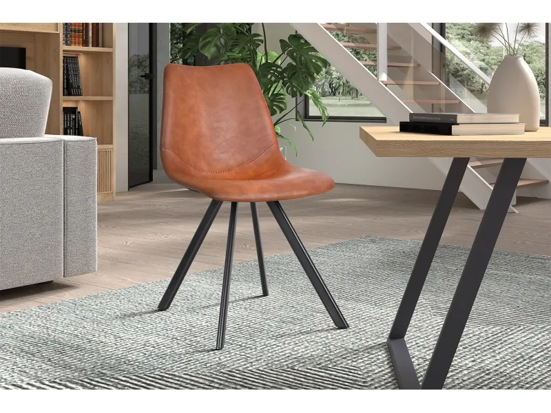 Chaise design rembourré, simili nubuck, coloris brun clair Chaises ...