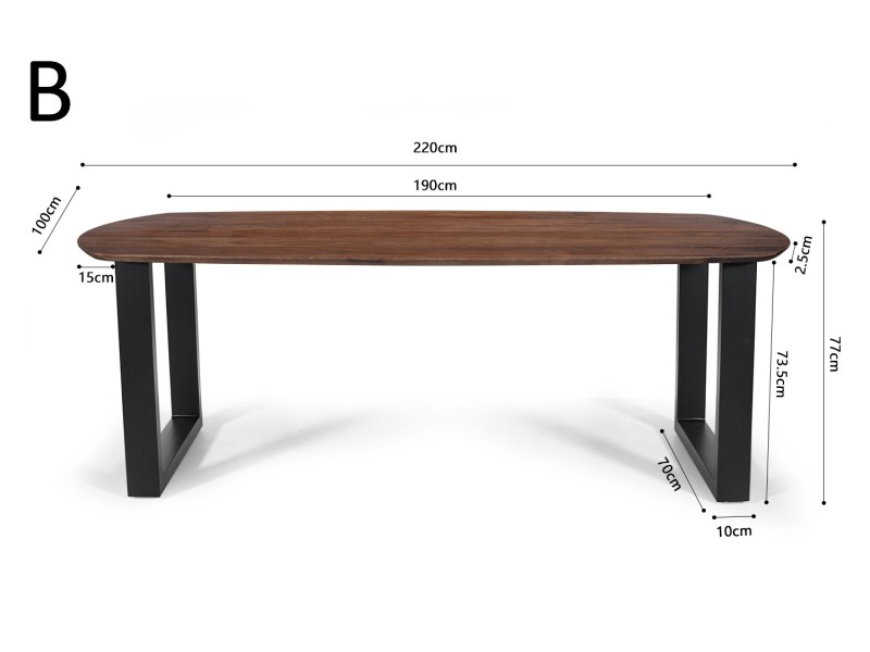 Table Tommy 220x100 cm – Design Ovale Danois & Pieds U Modulables