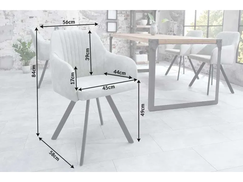 Chaise de salle à manger design vintage de couleur gris pierre en m...