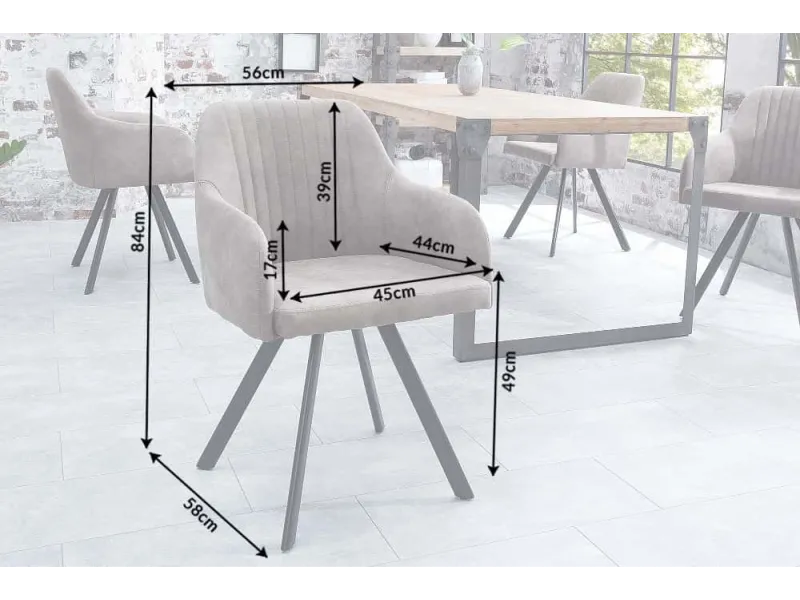 Chaise de salle à manger design vintage de couleur gris taupe en mi...