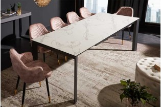 Table à manger extensible en céramique 180-225cm aspect marbre pas cher 2