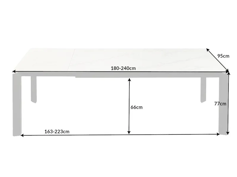 Table à manger extensible en céramique 180-225cm aspect marbre pas cher
