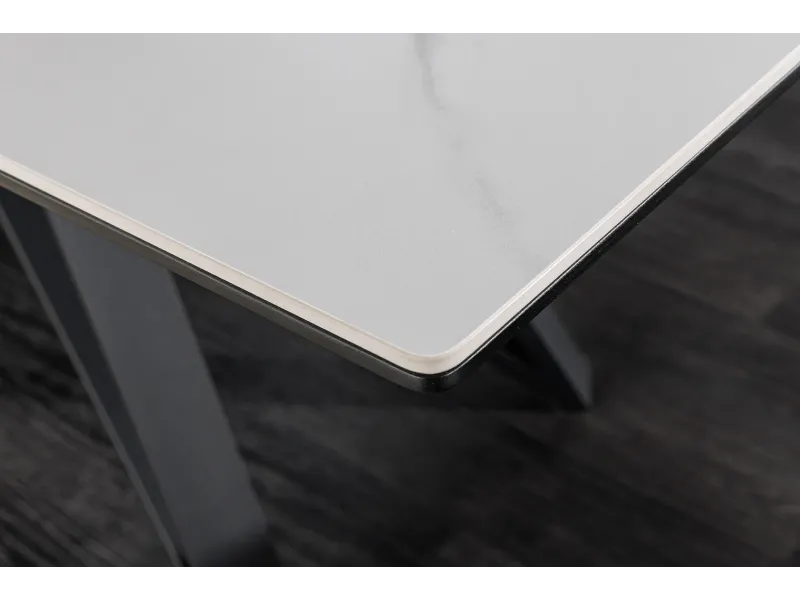 Table à manger extensible en céramique 180-225cm aspect marbre pas cher