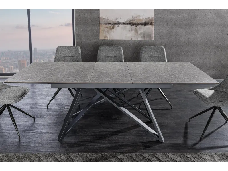 Table à manger extensible en céramique 180-225cm aspect marbre pas cher