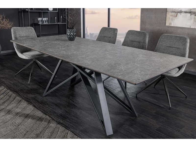 Table à manger extensible en céramique 180-225cm aspect marbre pas cher