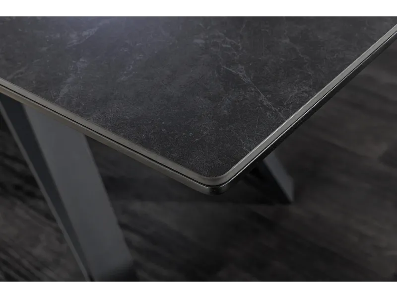 Table à manger extensible en céramique 180-225cm aspect marbre pas cher