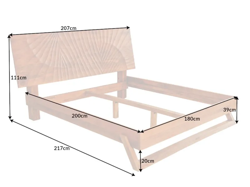 Lit en bois massif sculpté scorpion coloris noir 180x200cm pas cher