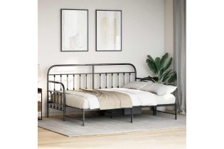 Cadre de lit de jour avec tête de lit Noir 90 x 200 cm Acier 2