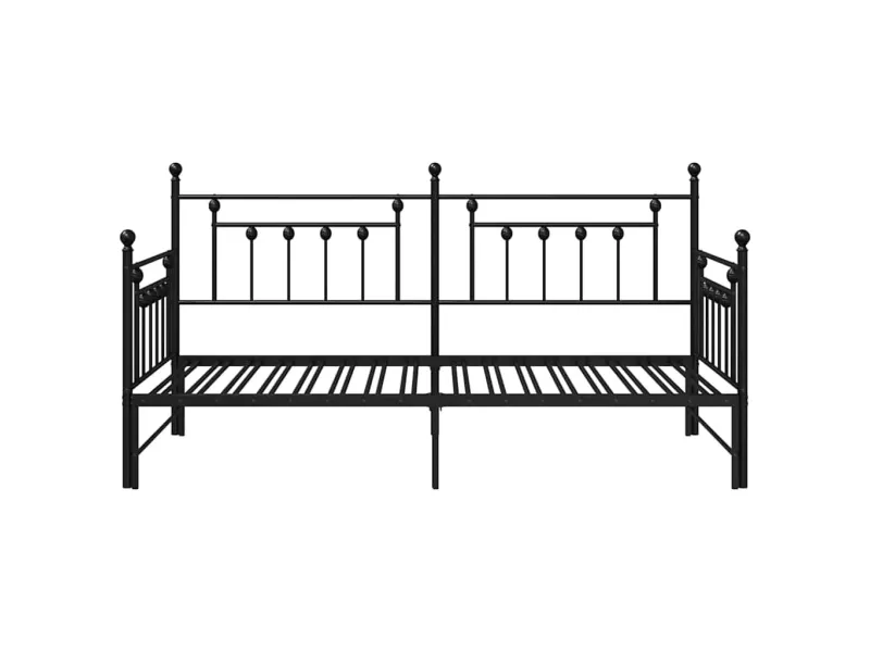 Cadre de lit de jour avec tête de lit Noir 90 x 200 cm Acier