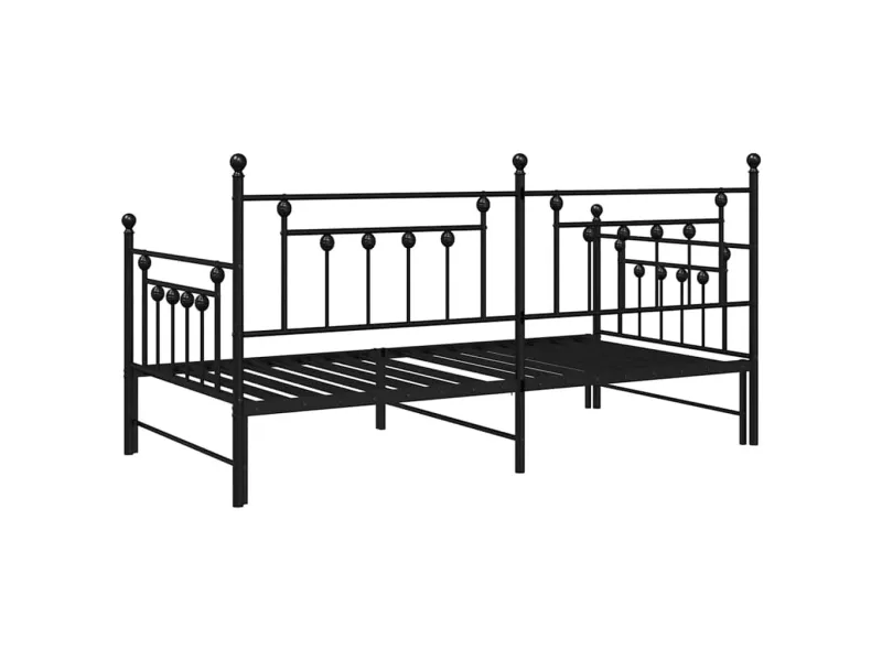 Cadre de lit de jour avec tête de lit Noir 90 x 200 cm Acier
