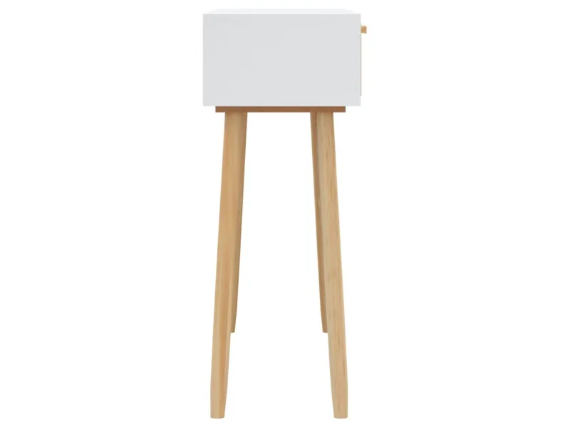 Table console Marron/Blanc 80x30x75 cm Bois massif pin/rotin naturel