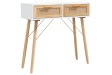 Table console Marron/Blanc 80x30x75 cm Bois massif pin/rotin naturel