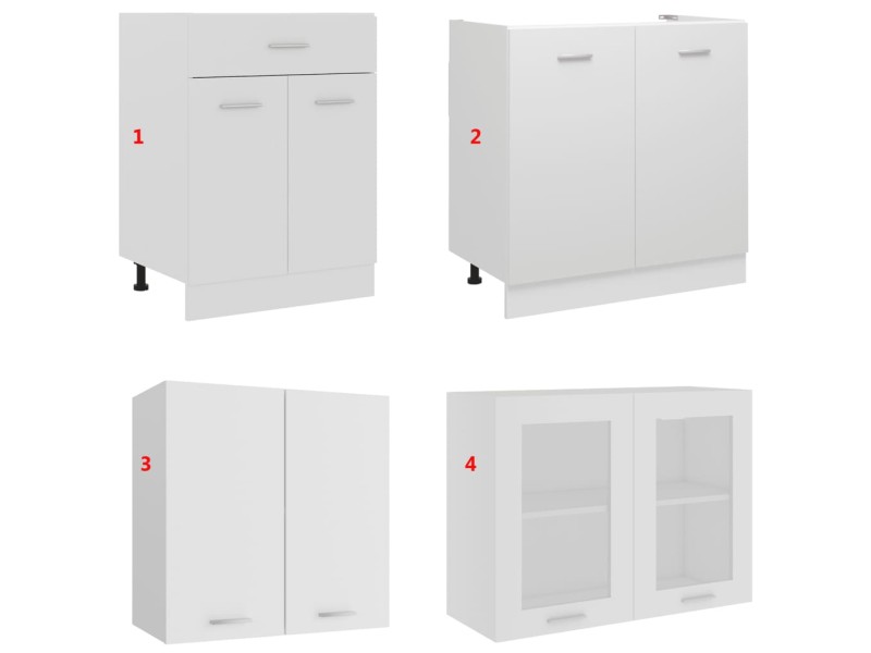 Ensemble de meubles de cuisine 4 pcs Blanc Aggloméré