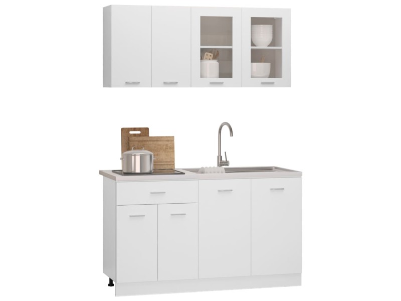 Ensemble de meubles de cuisine 4 pcs Blanc Aggloméré