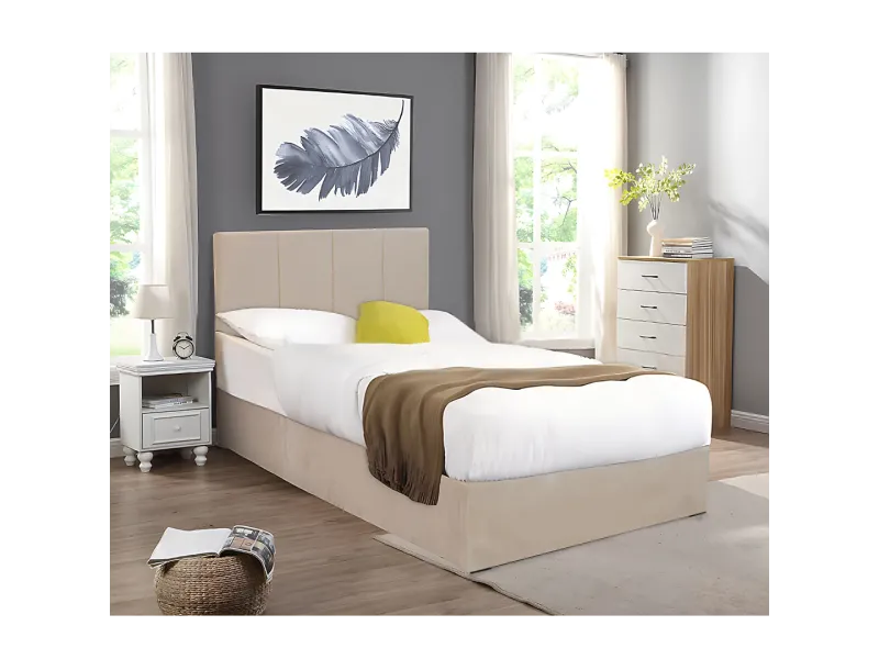 Lit coffre moderne de 90 x 200 cm en tissu coloris gris