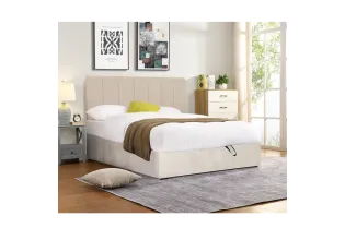 Lit coffre moderne de 160 x 200 cm en tissu coloris gris