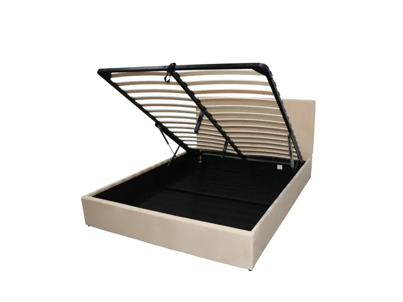 Lit coffre moderne de 160 x 200 cm en tissu coloris gris