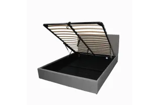 Lit coffre moderne de 90 x 200 cm en tissu coloris gris 2