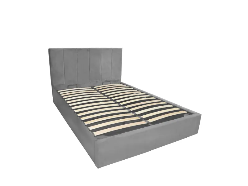 Lit coffre moderne de 90 x 200 cm en tissu coloris gris