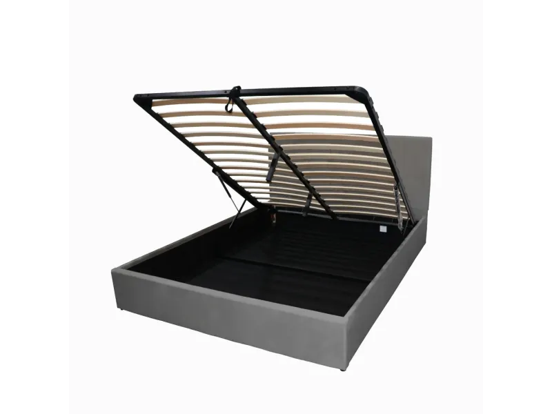 Lit coffre moderne de 90 x 200 cm en tissu coloris gris