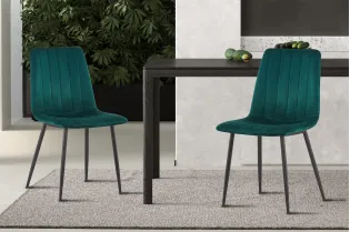 Lot de 4 Chaises de Salle à Manger Willis en Velours Vert – Élégance & Confort