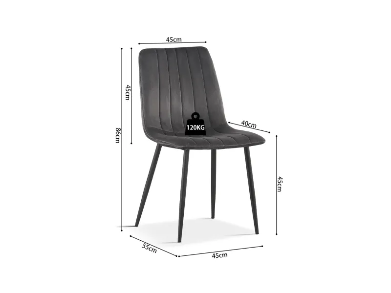 Lot de 4 chaises de Salle à Manger Willis en Velours Gris – Élégance Moderne & Confort