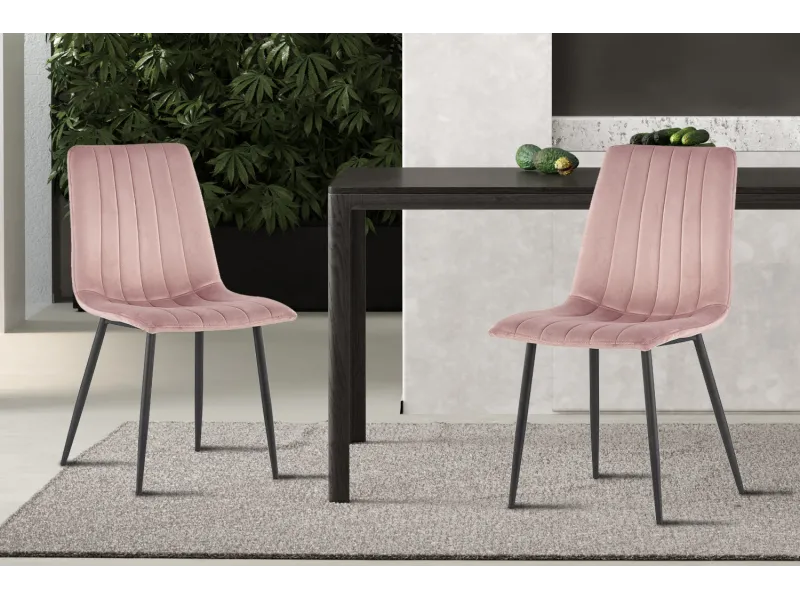 Lot de 4 chaises de Salle à Manger Willis en Velours Rose – Douceur, Style & Confort