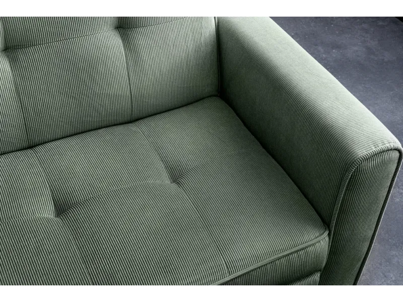Canapé-lit extensible SMART, 180 cm, velours côtelé vert, canapé 2 places avec ressorts anti-affaissement