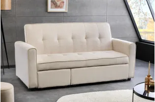 Canapé-lit extensible SMART, 180 cm, velours côtelé beige, canapé 2 places avec ressorts anti-affaissement