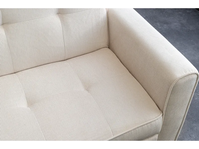 Canapé-lit extensible SMART, 180 cm, velours côtelé beige, canapé 2 places avec ressorts anti-affaissement