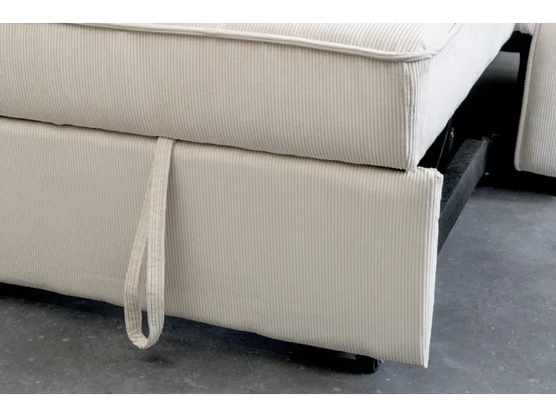 Canapé-lit extensible SMART, 180 cm, velours côtelé beige, canapé 2 places avec ressorts anti-affaissement