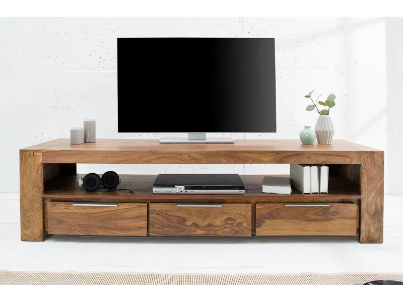 Meuble TV MAKASSAR 170cm Bois Massif de Sheesham  - Adenia Home
