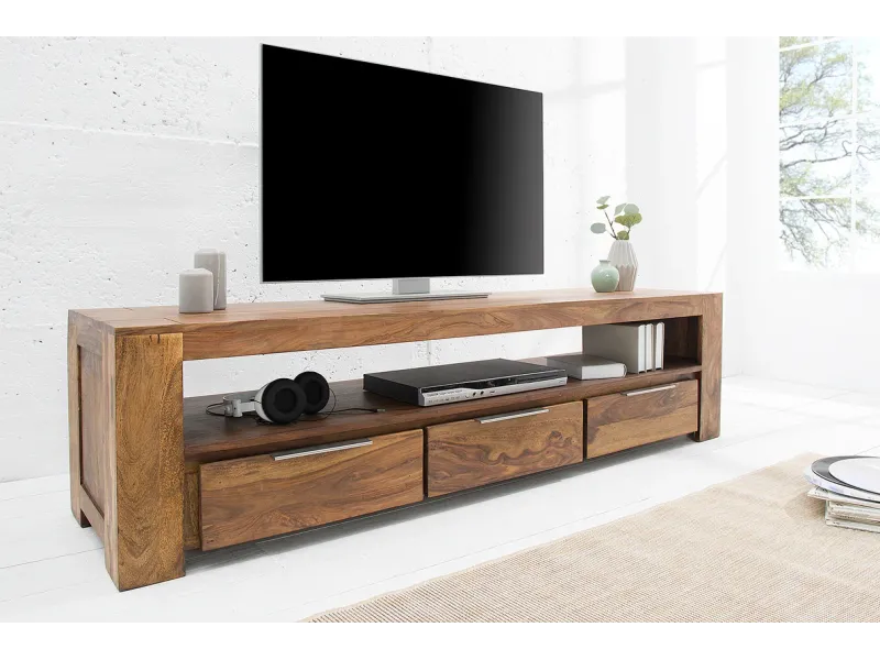 Meuble TV MAKASSAR 170cm Bois Massif de Sheesham  - Adenia Home