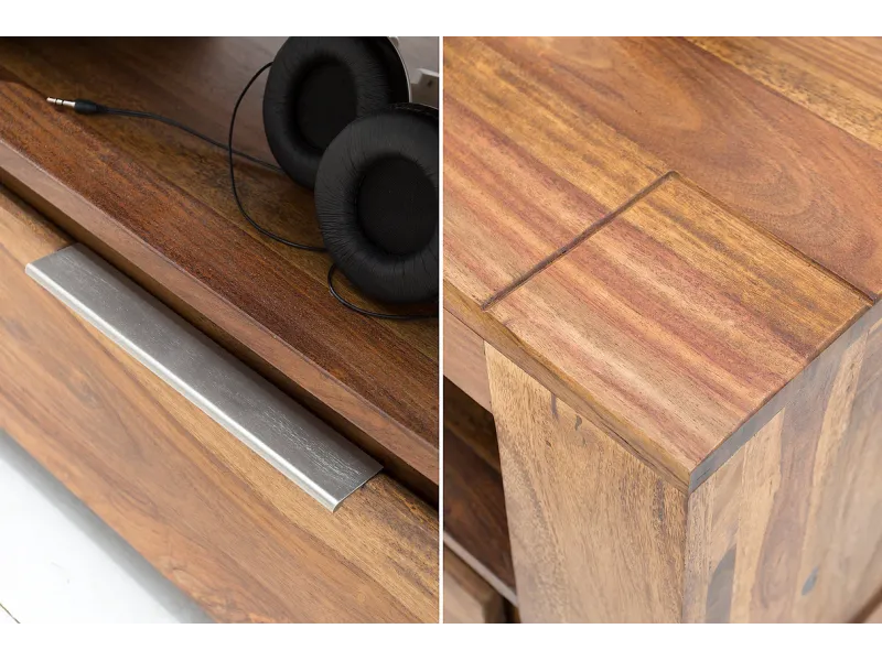 Meuble TV MAKASSAR 170cm Bois Massif de Sheesham  - Adenia Home