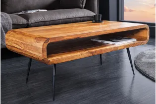 Table basse design rétro de 100cm coloris naturel en bois massif av...