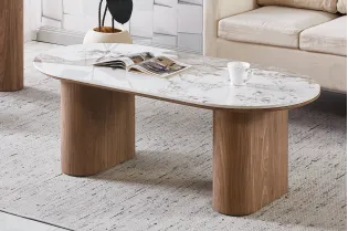 Table basse contemporaine |Table basse avec 6 poufs encastrable, ve...