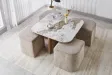 Table basse contemporaine |Table basse avec 6 poufs encastrable, ve...