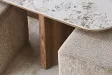 Table basse contemporaine |Table basse avec 6 poufs encastrable, ve...