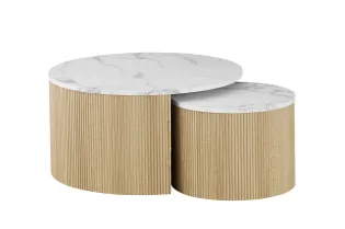 Table basse contemporaine |Table basse avec 6 poufs encastrable, ve... 2