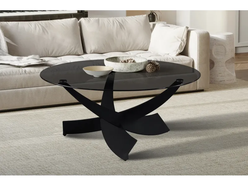 Pas cher Set de 2 tables basses rondes style industriel en bois vieilli