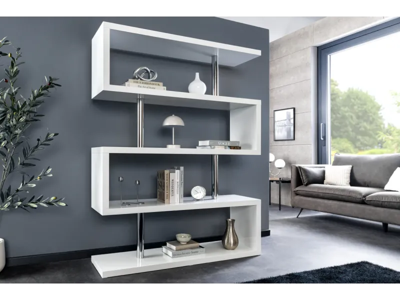 Étagère SNAKE – 165 cm – Blanche & chrome