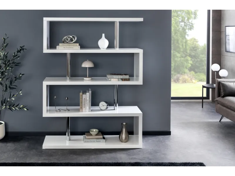 Étagère SNAKE – 165 cm – Blanche & chrome
