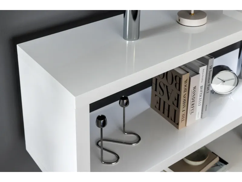 Étagère SNAKE – 165 cm – Blanche & chrome