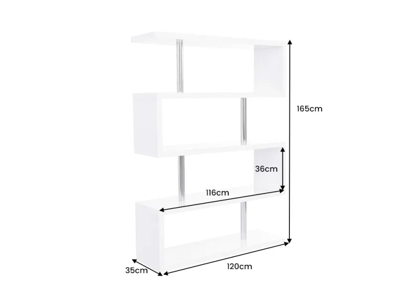 Étagère SNAKE – 165 cm – Blanche & chrome