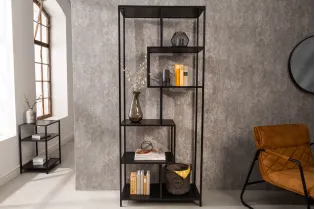 Bibliothèque design industriel coloris naturel en bois acacia massi... 2