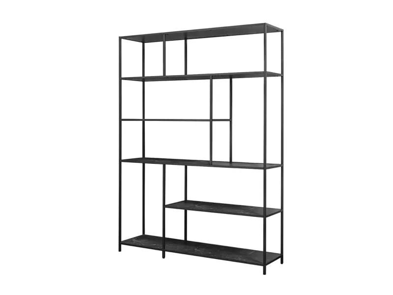 Bibliothèque design industriel coloris naturel en bois acacia massi...