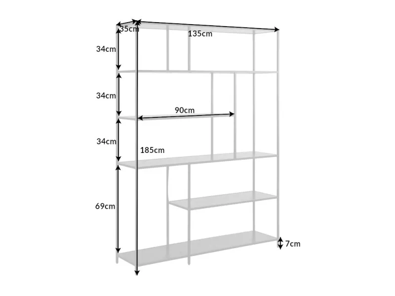 Bibliothèque design industriel coloris naturel en bois acacia massi...