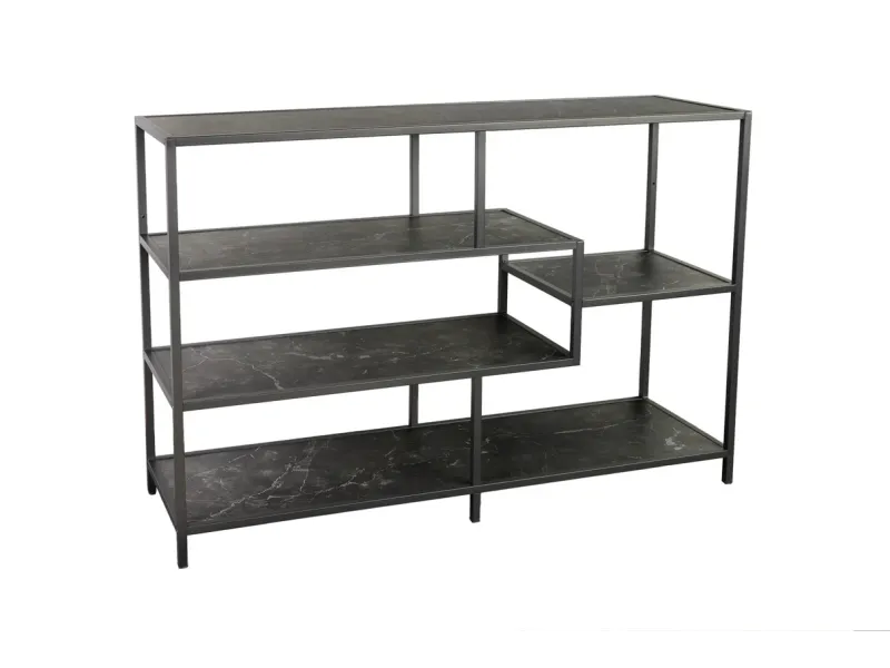 Bibliothèque design industriel coloris naturel en bois acacia massi...